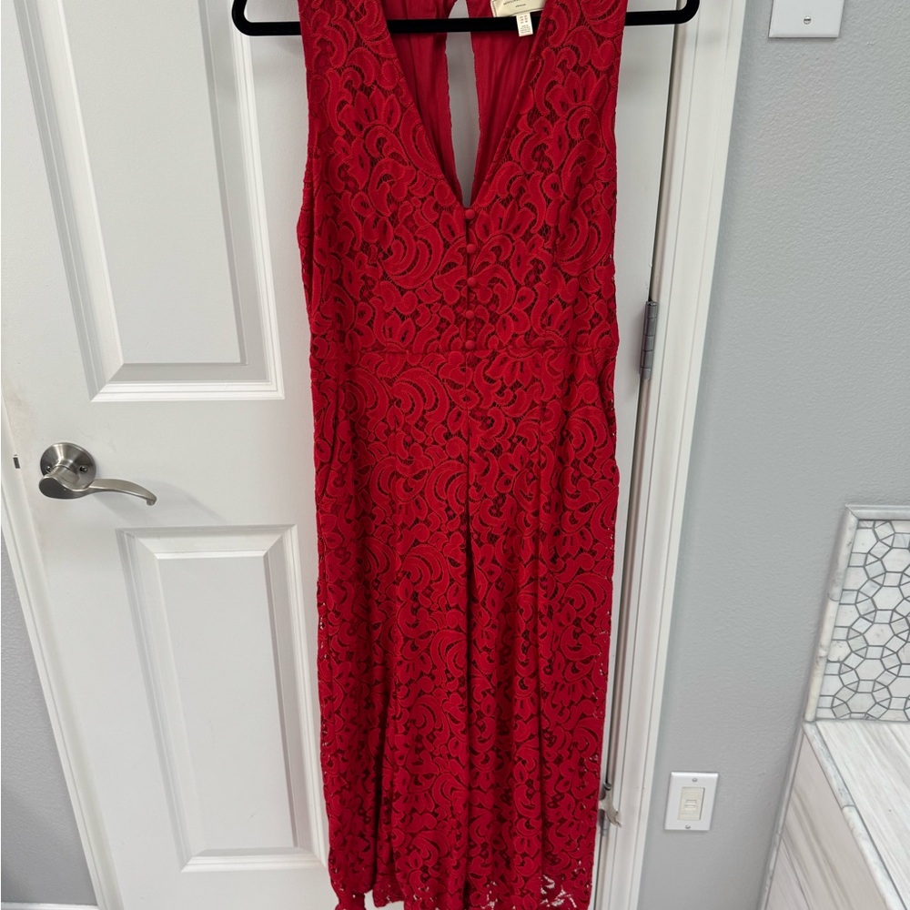 Anthropologie size 12 Elegant Red Lace Jumpsuit